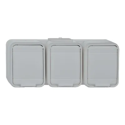 Elso Steckdosenleiste 3-fach | Schuko | IP44 | waagerecht | Klappdeckel | basaltgrau | 16A | 250V | Kunststoff