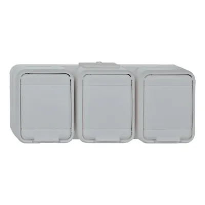 Elso Steckdosenleiste 3-fach | Schuko | IP44 | waagerecht | Klappdeckel | basaltgrau | 16A | 250V | Kunststoff