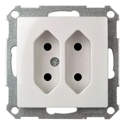 ELSO Doppel-Steckdose Europa ELG275914 | 2-fach Unterputz | Schraubklemme | 16A 250V | glänzend | Kunststoff | polarweiß