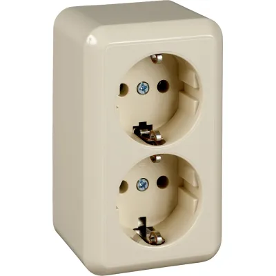 Elso Steckdose 2-fach 395400 | SCHUKO Doppelsteckdose Aufputz | Schraubklemme | 16A 250V | IP20 | perlweiß
