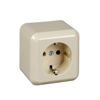 Elso Steckdose 1-fach 385000 | SCHUKO Aufputz | 16A 250V | Steckklemme | IP20 | Kunststoff | perlweiß