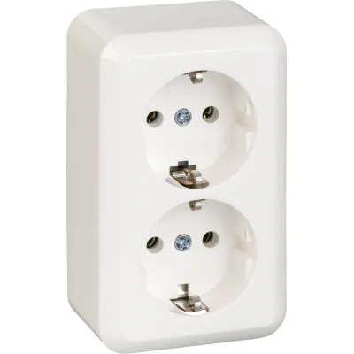 ELSO Steckdose 2-fach Aufputz 395404 | SCHUKO Doppelsteckdose IP20 | Schraubklemmen | 16A 250V | Kunststoff reinweiß