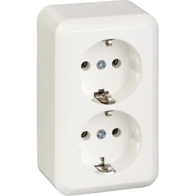 ELSO Steckdose 2-fach Aufputz 395404 | SCHUKO Doppelsteckdose IP20 | Schraubklemmen | 16A 250V | Kunststoff reinweiß