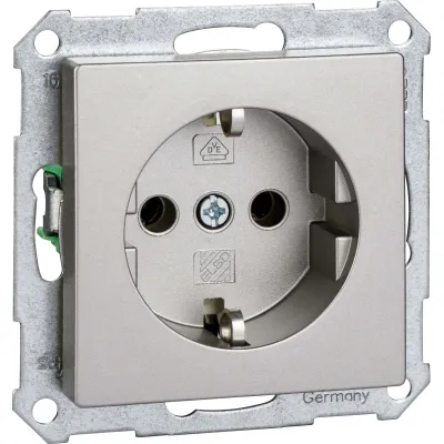 ELSO Steckdoseneinsatz JOY ELG2650011 | SCHUKO Unterputz Steckdose | Duroplast | Edelstahl-Effekt | 16A 250V | IP20