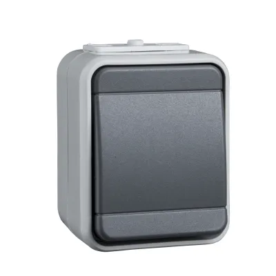 Schneider Electric Universalschalter 441609 | Aufputz Wechselschalter IP44 | 10A 250V | Steckklemmen | lichtbasaltgrau
