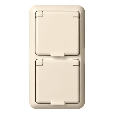 Schneider Electric Elso Steckdose 2-fach | Unterputz | IP44 | SCHUKO | Klappdeckel | Steckklemme | reinweiß