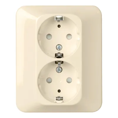 ELSO Steckdose 2-fach Unterputz 245450 | Kinderschutz | Schutzkontakt | Steckklemme | IP20 | 16A 250V | perlweiß