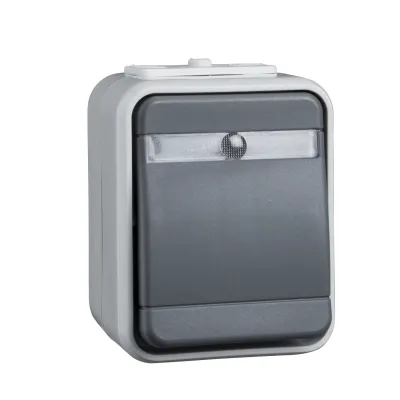 ELSO Wechsel-Kontrollschalter 441649 | Aufputz | IP44 | Glimmlampe | 10A 250V | Steckklemme | lichtbasaltgrau