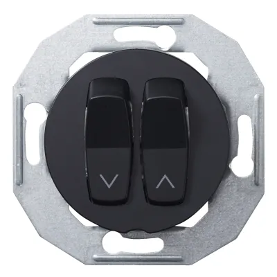 ELSO Jalousietaster WDE011254 | Wipptaster Unterputz 2-polig | Zentralplatte | matt | Kunststoff | schwarz RAL 9005