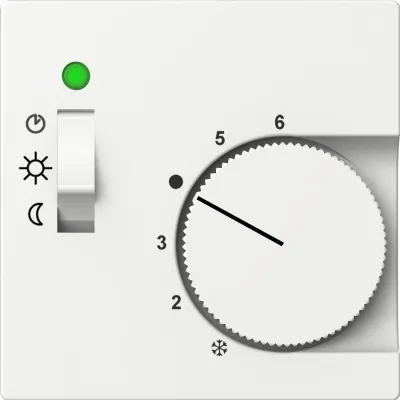 ELSO Zentralplatte ELG367414 | Thermostat Abdeckung | Kunststoff Thermoplast | glänzend | weiß RAL 9010 | Symbole
