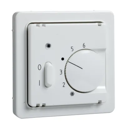 Elso Zentralplatte 227124 | Temperaturregler-Einsatz | Drehknopf mit EIN/AUS-Schalter | Thermoplast reinweiß