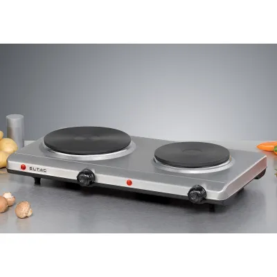 Rommelsbacher Doppelkochplatte | 2500W | 2 Kochzonen | Gussheizplatten | Edelstahl | Überhitzungsschutz