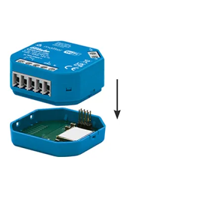 ELTAKO Stromstoß-Schaltrelais AP64ESRPF+E | Matter Wi-Fi | EnOcean-Adapter | 1 Schließer 16A | Unterputz | Blau