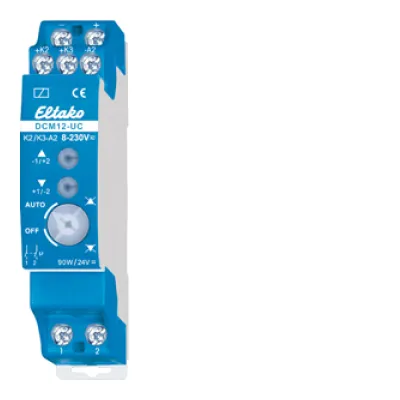 Eltako DC-Motorrelais DCM12-UC 22400602 | 2 Schließer 24V DC 90W | Schaltaktor REG | 1TE | Blau | Kunststoff | IP20