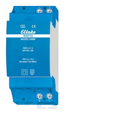 ELTAKO Weitbereichs-Schaltnetzteil WNT15-24VDC/48W 20000075 | 24V DC 2A | 48W | DIN-Schiene | 2TE | 110–240V AC | IP20