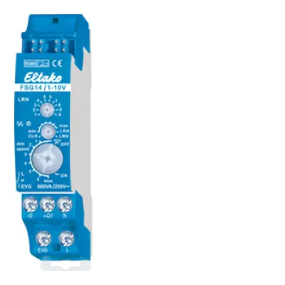 Eltako Dimmaktor FSG14/1-10V | RS485 Funkbus | 600W | 1-10V EVG-Steuerung | REG 1TE | bidirektional | Handbedienung