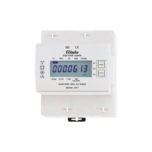 Eltako DSZ15DE-3x80A Drehstromzähler | digital | 3x80A | S0 Schnittstelle | Zweitarif | ungeeicht | Hutschiene | IP20