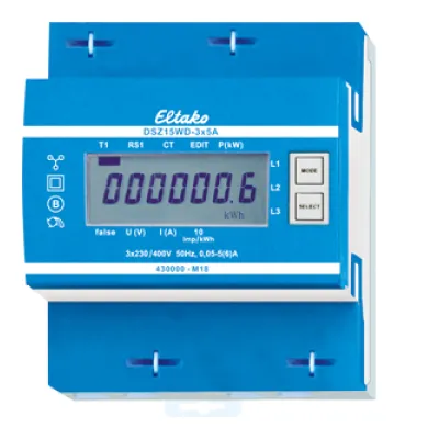 Eltako Wandler-Drehstromzähler DSZ15WD-3x5A MID | geeicht | S0-Schnittstelle | digital | 400V | IP20