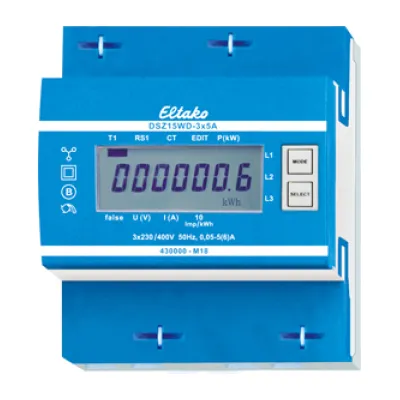 Eltako Wandler-Drehstromzähler DSZ15WD-3x5A MID | geeicht | S0-Schnittstelle | digital | 400V | IP20