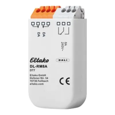 Eltako Schaltaktor DL-RM8A 33000007 | DALI-2 DT7 Relaismodul | 1 Ausgang 8A 1000W 230V | Unterputz | IP20