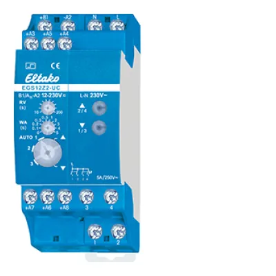 Eltako Stromstoß-Gruppenschalter EGS12Z2-UC | 2+2 Schließer | 8–230V AC/DC | 5A | für 2 Motoren | DIN-Schiene | 2TE