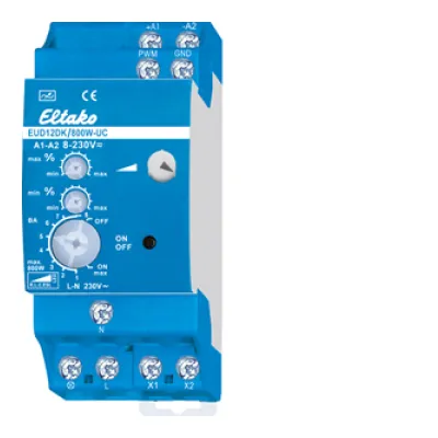 Eltako Universal-Dimmschalter EUD12DK/800W-UC | Dimmer für LED & Glühlampen | Hutschiene | Blau