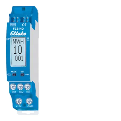 Eltako Funk-Zähler-Sammler F3Z14D 30014055 | RS485-Bus | 3 S0/AFZ Eingänge | DIN-Schiene | Genauigkeit 1