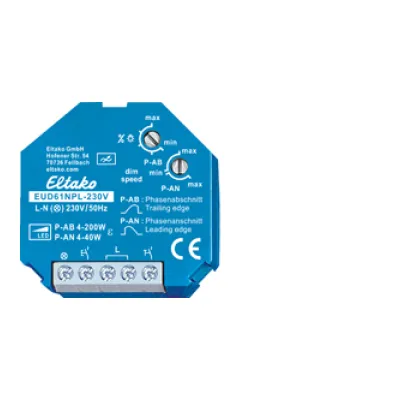 Eltako Universal-Dimmschalter EUD61NPL-230V | 200W LED geeignet | ohne N-Anschluss | Unterputz | Tipp-Taster | blau