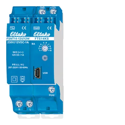Eltako FTS14KS Kommunikationsschnittstelle | 10-fach | RS485-Bus | Funkbus | REG | 2TE | IP20 | 12V DC