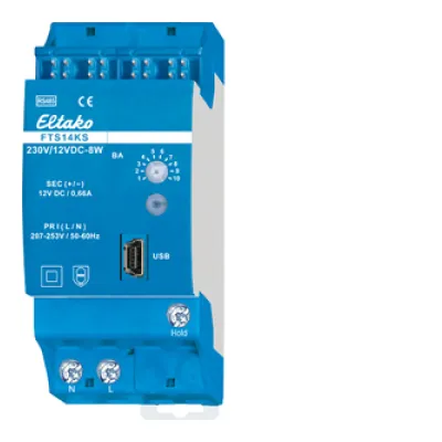 Eltako FTS14KS Kommunikationsschnittstelle | 10-fach | RS485-Bus | Funkbus | REG | 2TE | IP20 | 12V DC