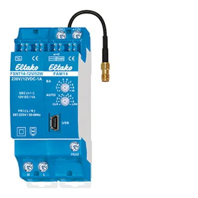 Eltako Funk-Antennenmodul FAM14 | 30014000 | RS485-Bus | 126 Kanäle | Schaltnetzteil 230V | 868 MHz | REG | Blau
