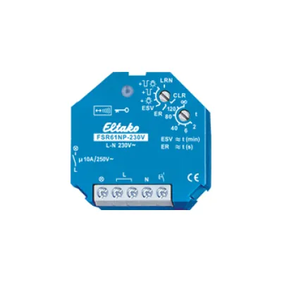 Eltako Funkaktor Stromstoß-Schaltrelais FSR61NP-230V 30100030 | 1 Kanal | 10A/250V AC | Unterputz | Funk 868MHz | Blau