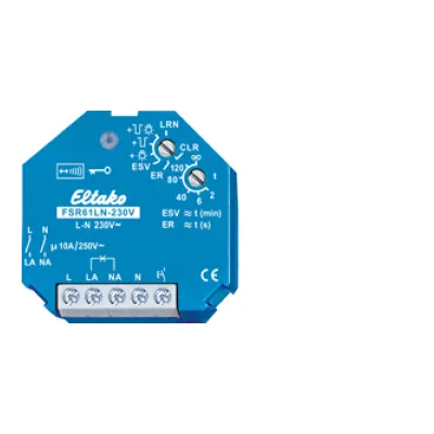 Eltako Funkaktor Stromstoßrelais FSR61LN-230V | 2-polig | 10A | 868MHz | Unterputz | für Pulsdrücker | blau