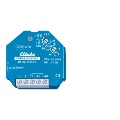 Eltako Funkaktor Stromstoßschalter FSR61/8-24V UC | 1 Schließer | 10A 250V AC | Unterputz | 868 MHz | blau