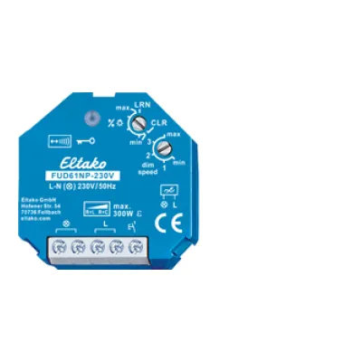 Eltako Funkaktor Universal-Dimmschalter FUD61NP-230V | Unterputz | 300W Power MOSFET | ohne N-Anschluss | 868 MHz | blau