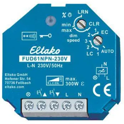Eltako Funkaktor | Universal-Dimmschalter FUD61NPN-230V | 300W | Unterputz | LED/ESL | 230V | 868 MHz | Blau
