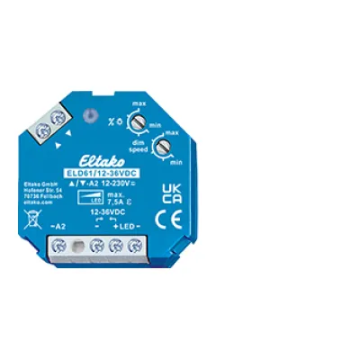 Eltako LED-Dimmschalter ELD61/12-36V DC 61100865 | LED-Dimmer bis 4A | PWM | Memory | Unterputz | Blau