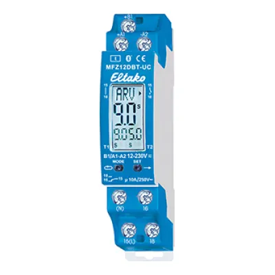 Eltako Multifunktions-Zeitrelais MFZ12DBT-UC | 8–230V AC/DC | 1 Wechsler 10A | Bluetooth | App-Steuerung | DIN-Schiene