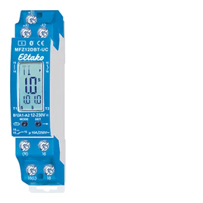 Eltako Multifunktions-Zeitrelais MFZ12DBT-UC | 8–230V AC/DC | 1 Wechsler 10A | Bluetooth | App-Steuerung | DIN-Schiene