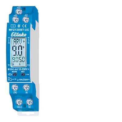 Eltako Multifunktions-Zeitrelais MFZ12DBT-UC | 8–230V AC/DC | 1 Wechsler 10A | Bluetooth | App-Steuerung | DIN-Schiene