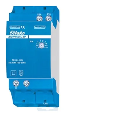 ELTAKO Gateway ZGW16WL-IP 22016001 | Modbus-Stromzähler | MQTT & REST-API | LAN/WLAN | REG 2TE | IP20 | 0,9W
