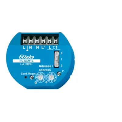 Eltako Powerline-Aktor PL-SAM1L | 1-Kanal Unterputz | 10A/2000W | Sensoreingang 230V | LED-Anzeige | für Schalterdose