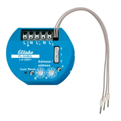 Eltako PL-SAM2L Powerline | 2-Kanal Unterputz-Schaltaktor | 1000W | 230V | LED-Anzeige | 25mm tief