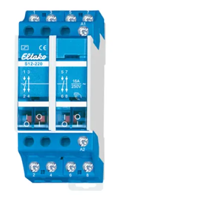 Eltako Stromstoßschalter S12 | 4-polig | 16A | 250V AC | 2 Schließer | 2 Öffner | DIN-Schiene | Handbedienung