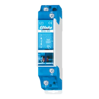 Eltako Schaltrelais R12-100-12V | 1 Schließer 16A | 12V AC | DIN-Schiene | Handbetätigung | Schaltanzeige