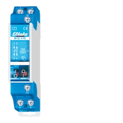 Eltako Schaltrelais R12-110-12V | 1 Schließer 1 Öffner | 16A 250V AC | DIN-Schiene | Handbetätigung