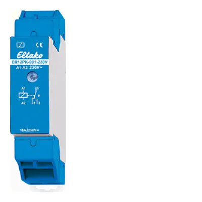 Eltako Schaltrelais ER12PK-001-230V | 1 Wechsler potenzialfrei | 16A | DIN-Schiene | plombierbar | LED-Anzeige