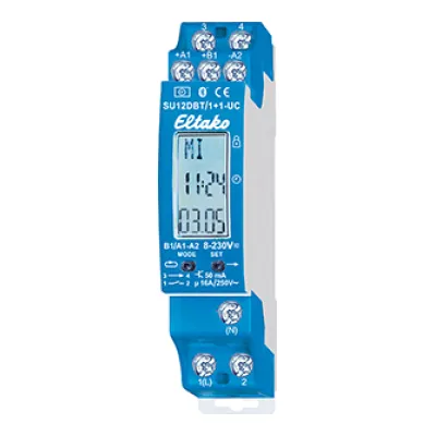 Eltako 2-Kanal-Schaltuhr SU12DBT/1+1-UC | Bluetooth | Astro | DIN-Schiene | 12–230V | 16A | potenzialfrei | IP20