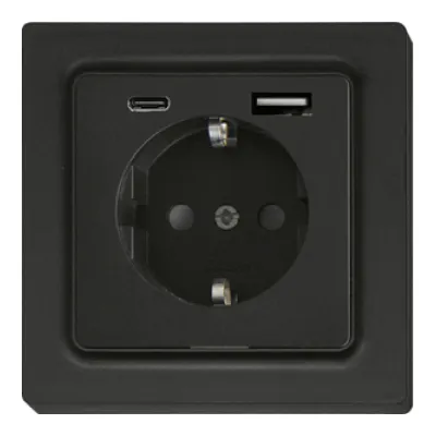 Eltako SCHUKO-Steckdose DSS55E+USBA+C-am 30055900 | USB-A & USB-C | Unterputz | erhöhter Berührungsschutz | anthrazit