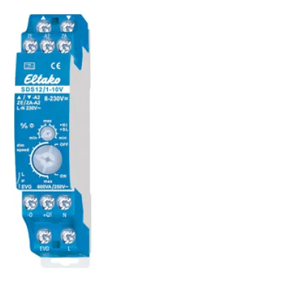 Eltako SDS12/1-10V | Steuer-Dimmschalter 1-10V | Dimmaktor 600VA | REG Hutschiene | Memory | Blau